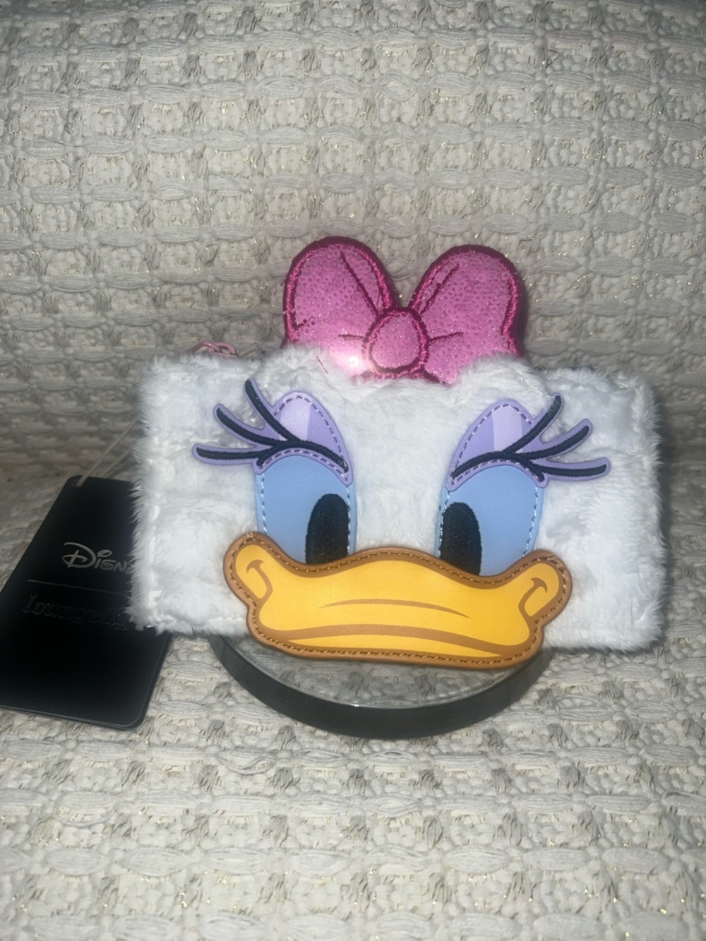 NWT Loungefly Disney Daisy Duck 85th Anniversary Sequin Plush Large Card Holder - Picture 5 of 7